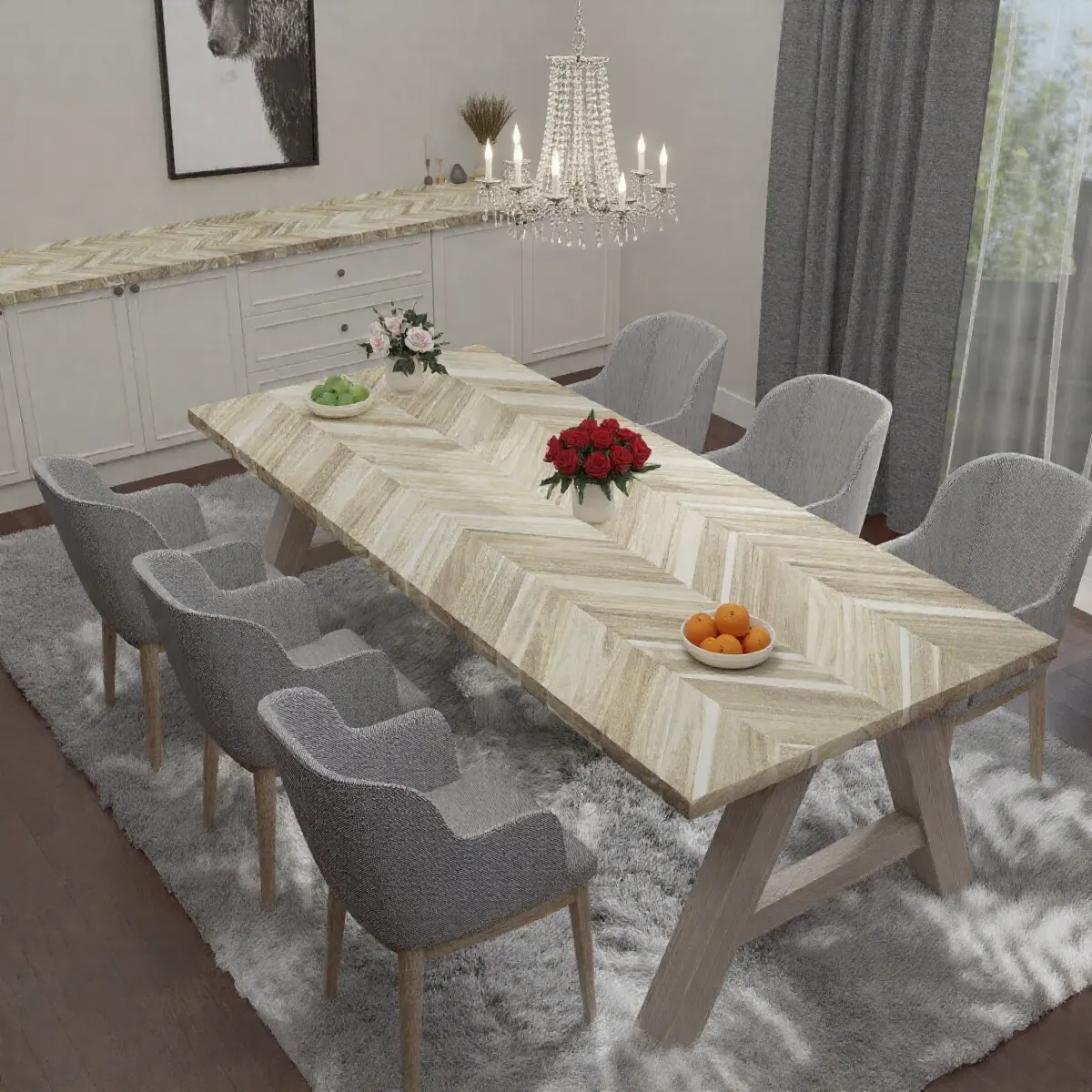 Mặt Bàn Bếp Gỗ Keo Kiểu Xương Cá – Clear (36x600x2400mm)