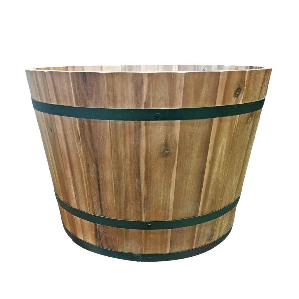 Round Acacia Wooden Planter Tub
