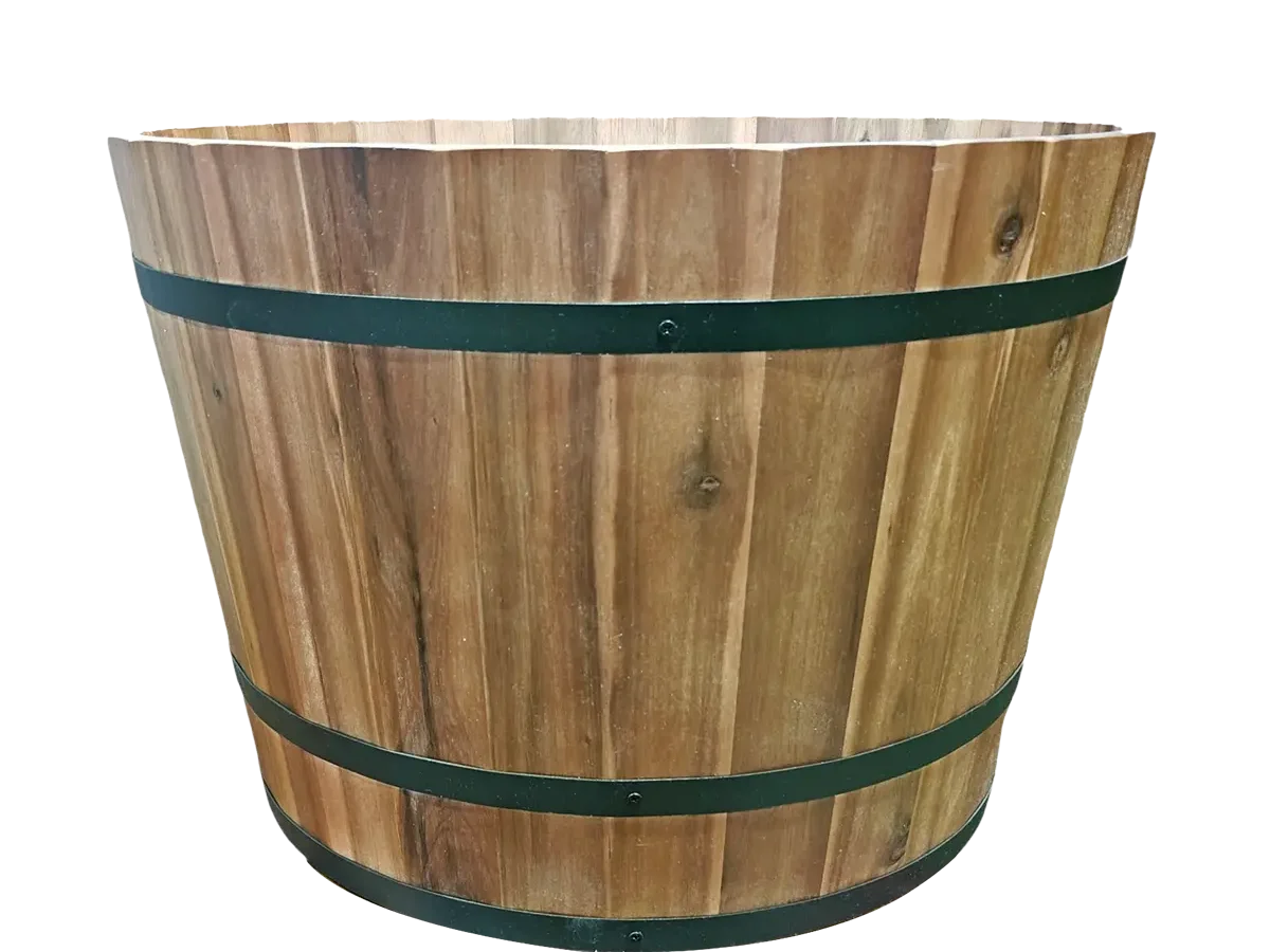 Round Acacia Wooden Planter
