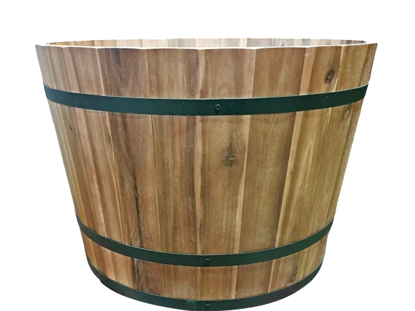 Round Acacia Wooden Planter