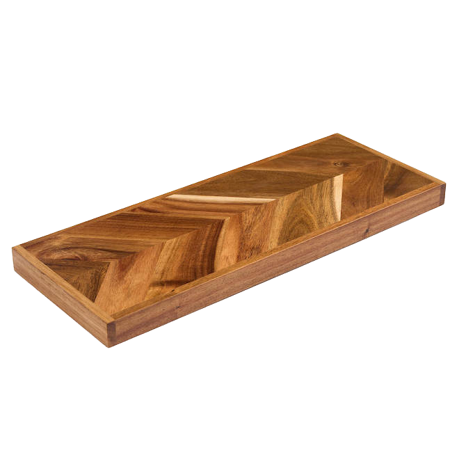 Acacia Wood Chevron Floating Shelf